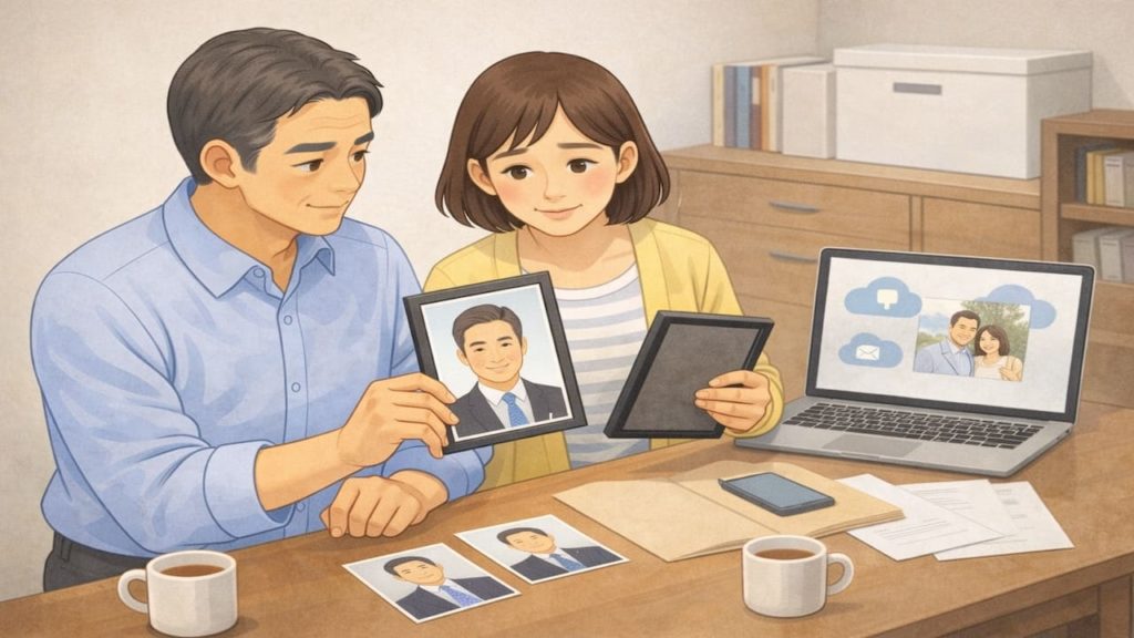 終活で遺影写真を選ぶポイント5つ【家族が困らない保管と共有の工夫】