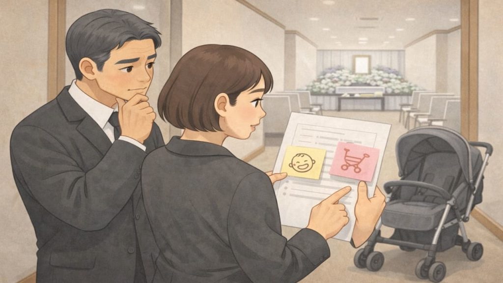 葬儀で子ども連れ参列の注意点5つ【泣いた時の動線と準備】